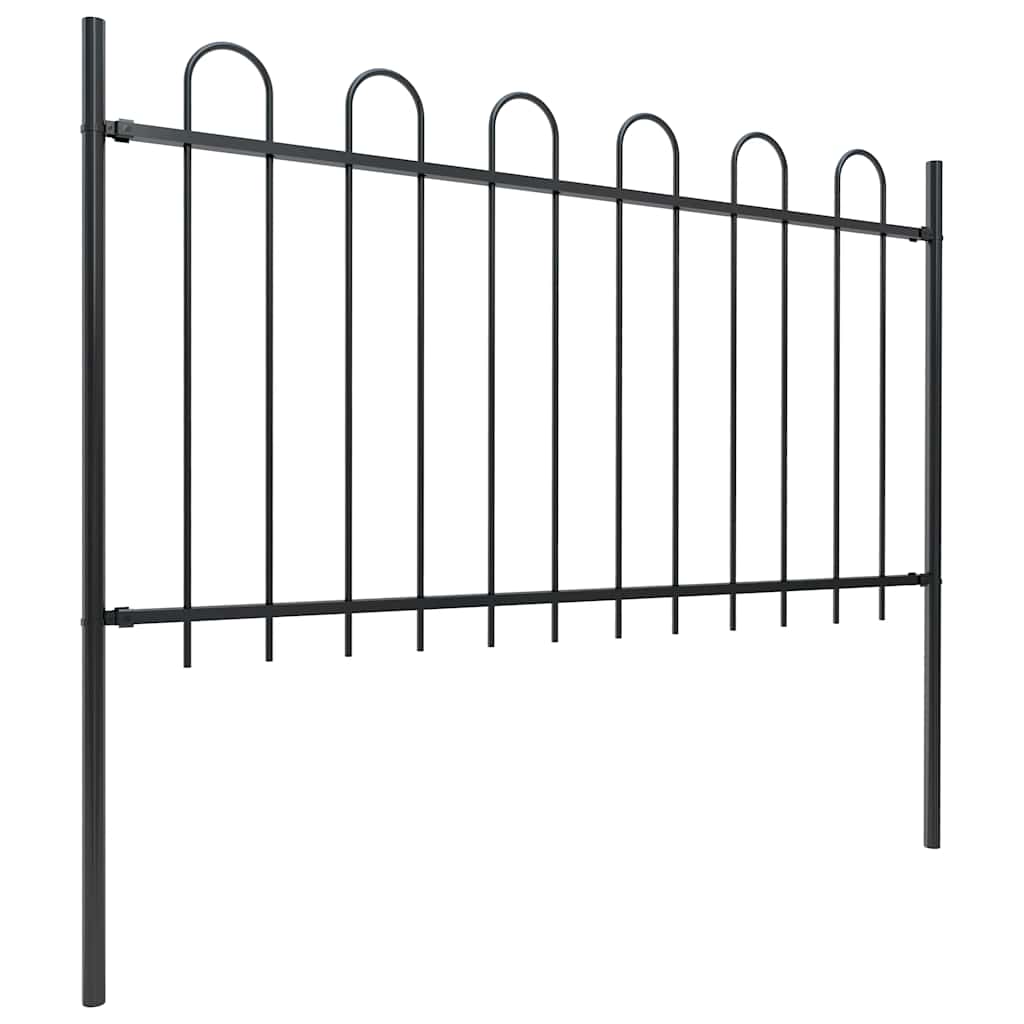 Cerca de jardim com arco superior em aço 671x100 cm preta