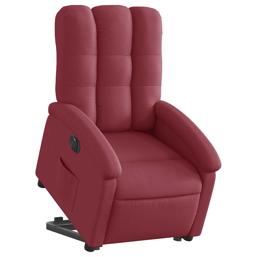Poltrona reclinável elevatória elétrica tecido vermelho-tinto