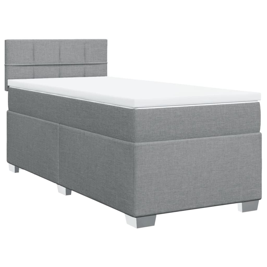 Cama com molas/colchão 90x200 cm tecido cinza-claro