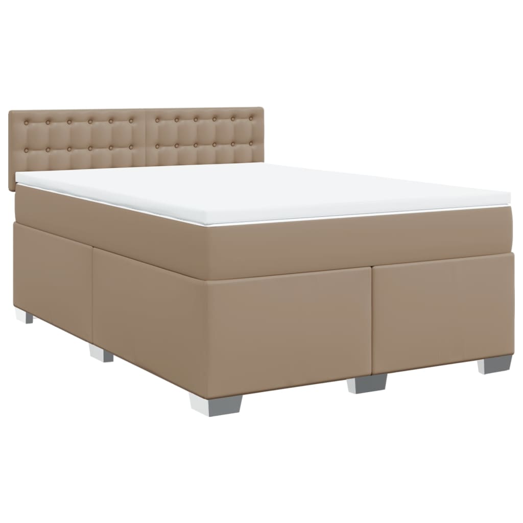Cama com molas/colchão 140x200 cm couro artificial cappuccino