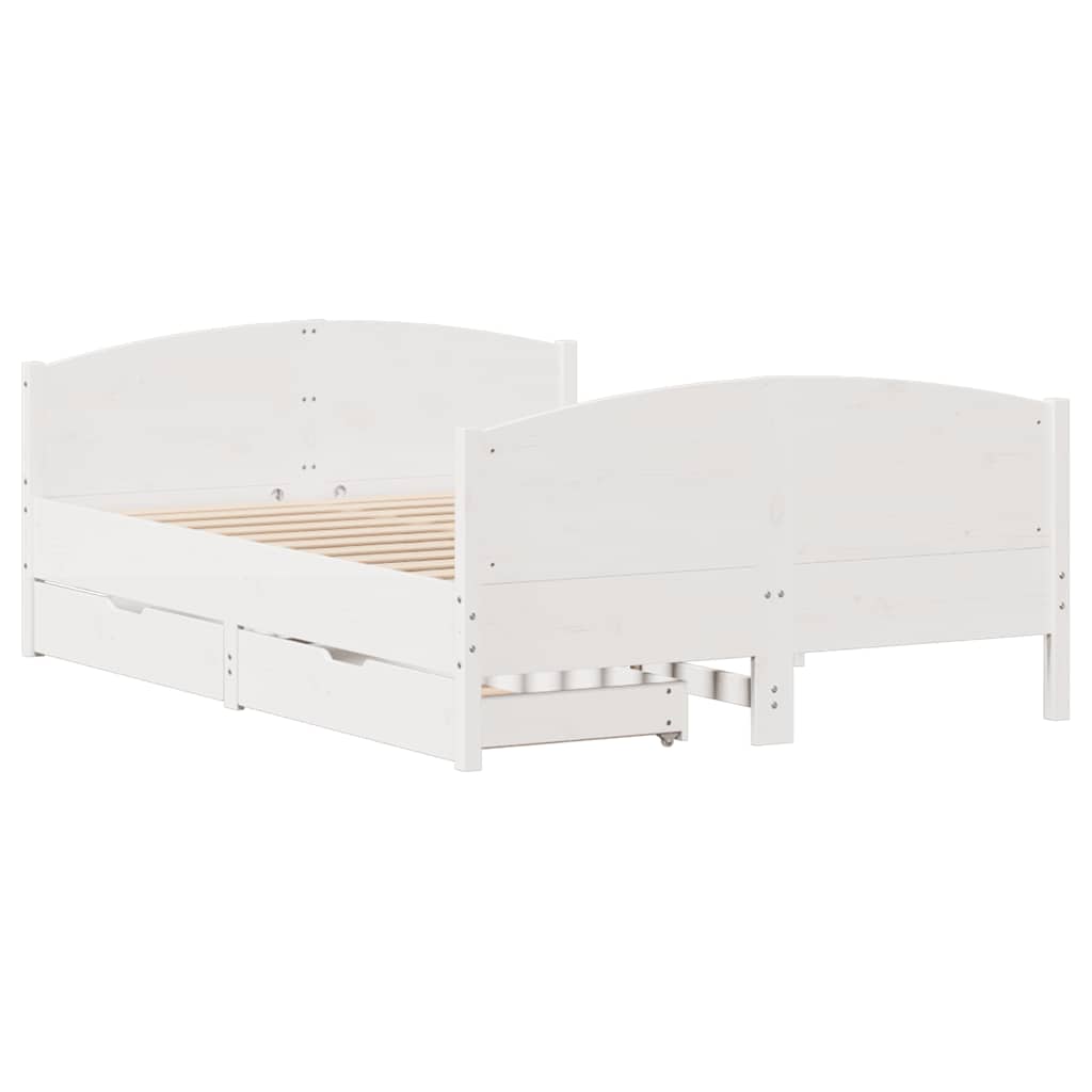 Cama sem colchão 120x200 cm madeira de pinho maciça branco