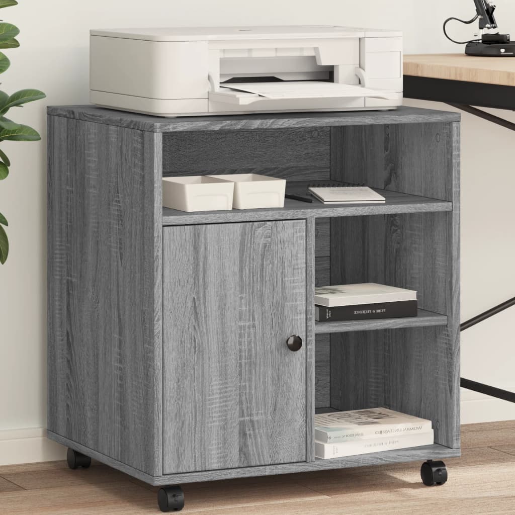 Suporte para impressora com rodas 60x50x67 cm cinzento sonoma