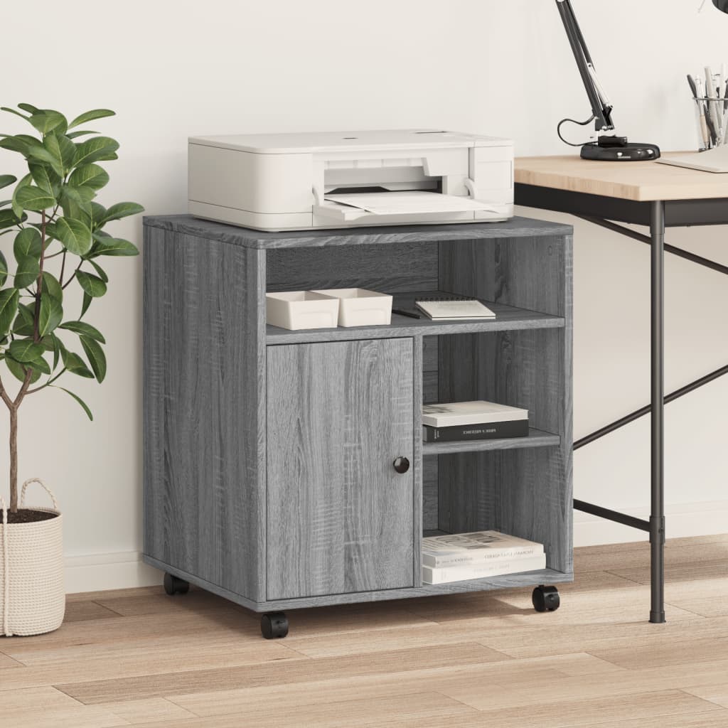 Suporte para impressora com rodas 60x50x67 cm cinzento sonoma