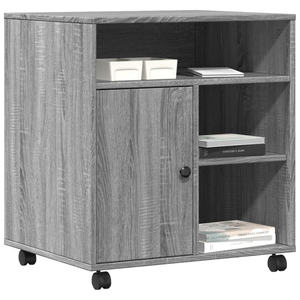 Suporte para impressora com rodas 60x50x67 cm cinzento sonoma