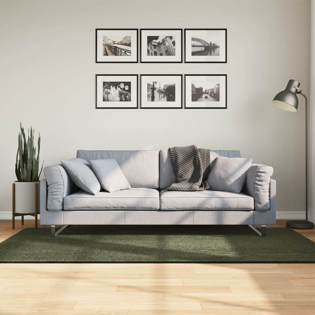 Tapete pelo curto macio lavável huarte 100x200cm verde-floresta