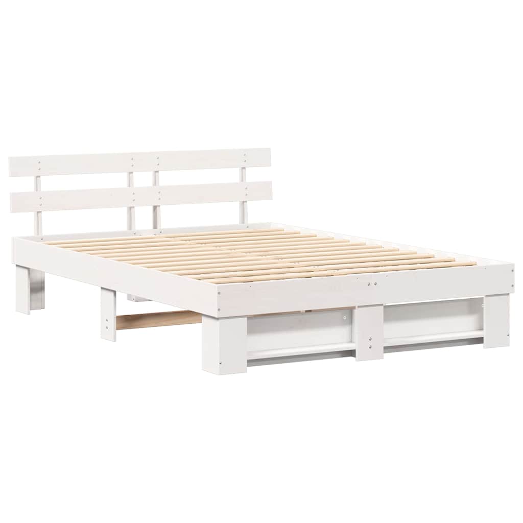 Estrutura da cama com cabeceira branco 140 x 200 cm