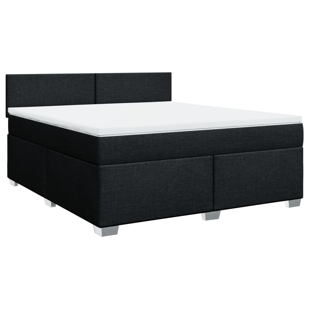 Cama com molas/colchão 180x200 cm tecido preto