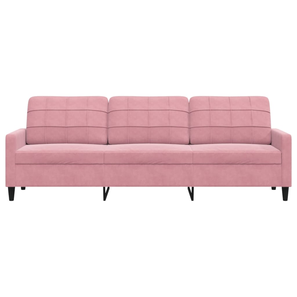 Sofá de 3 lugares 210 cm veludo rosa