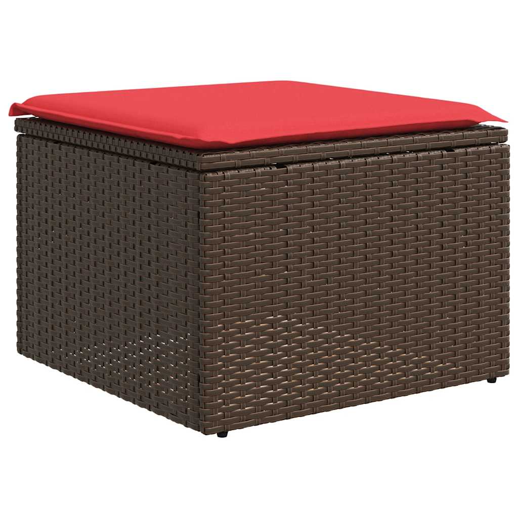 2 Pcs conj. sofás jardim c/ almofadões vime PE/acácia castanho