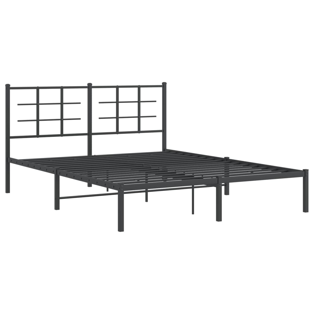 Estrutura de cama com cabeceira 160x200 cm metal preto