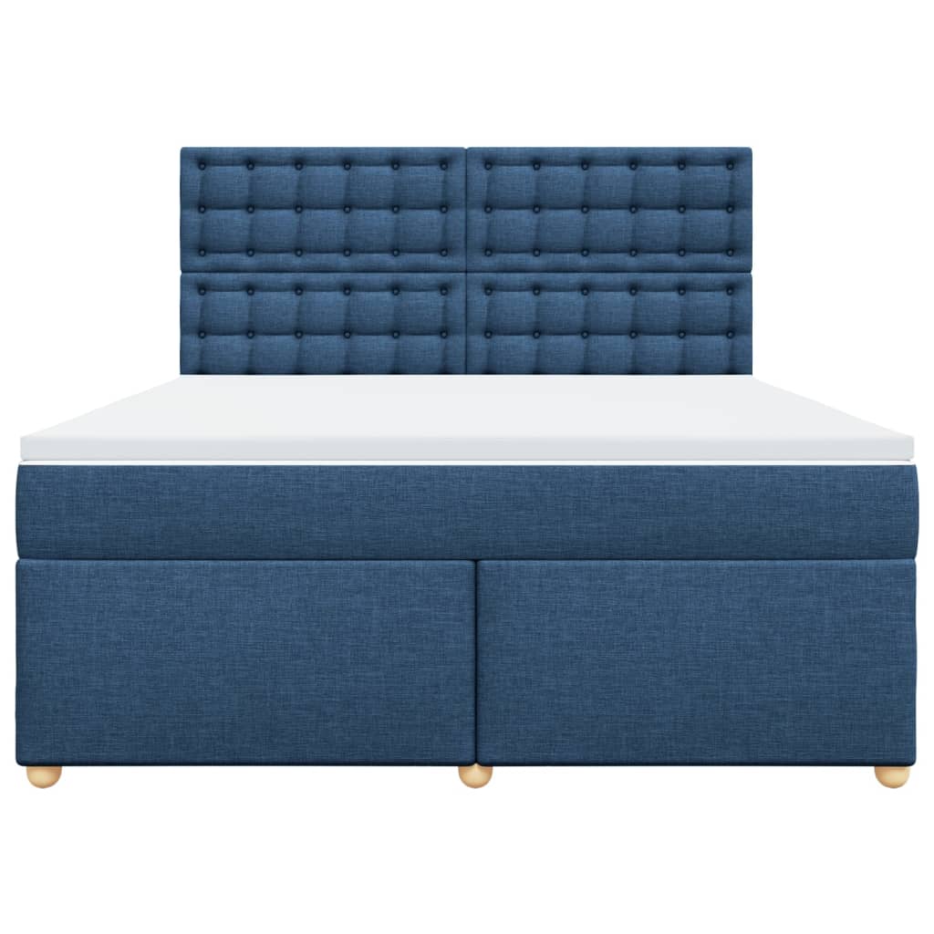 Cama com molas/colchão 180x200 cm tecido azul