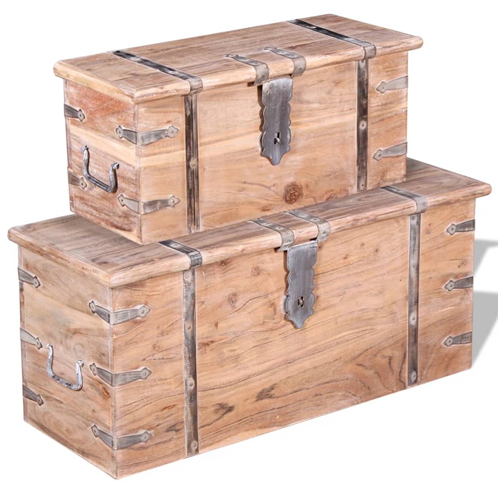 Conjunto de arcas de arrumação 2 pcs madeira maciça de acácia