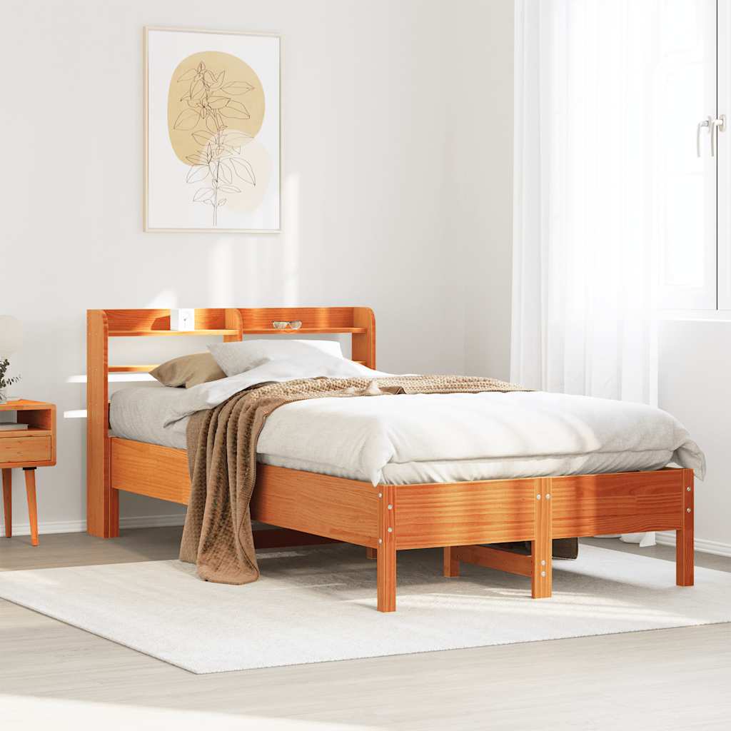 Cama sem colchão 100x200 cm pinho maciço castanho-mel