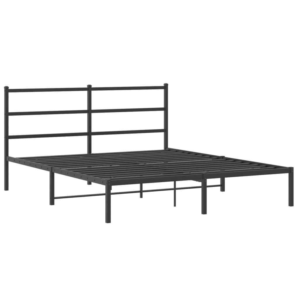 Estrutura de cama com cabeceira 160x200 cm metal preto
