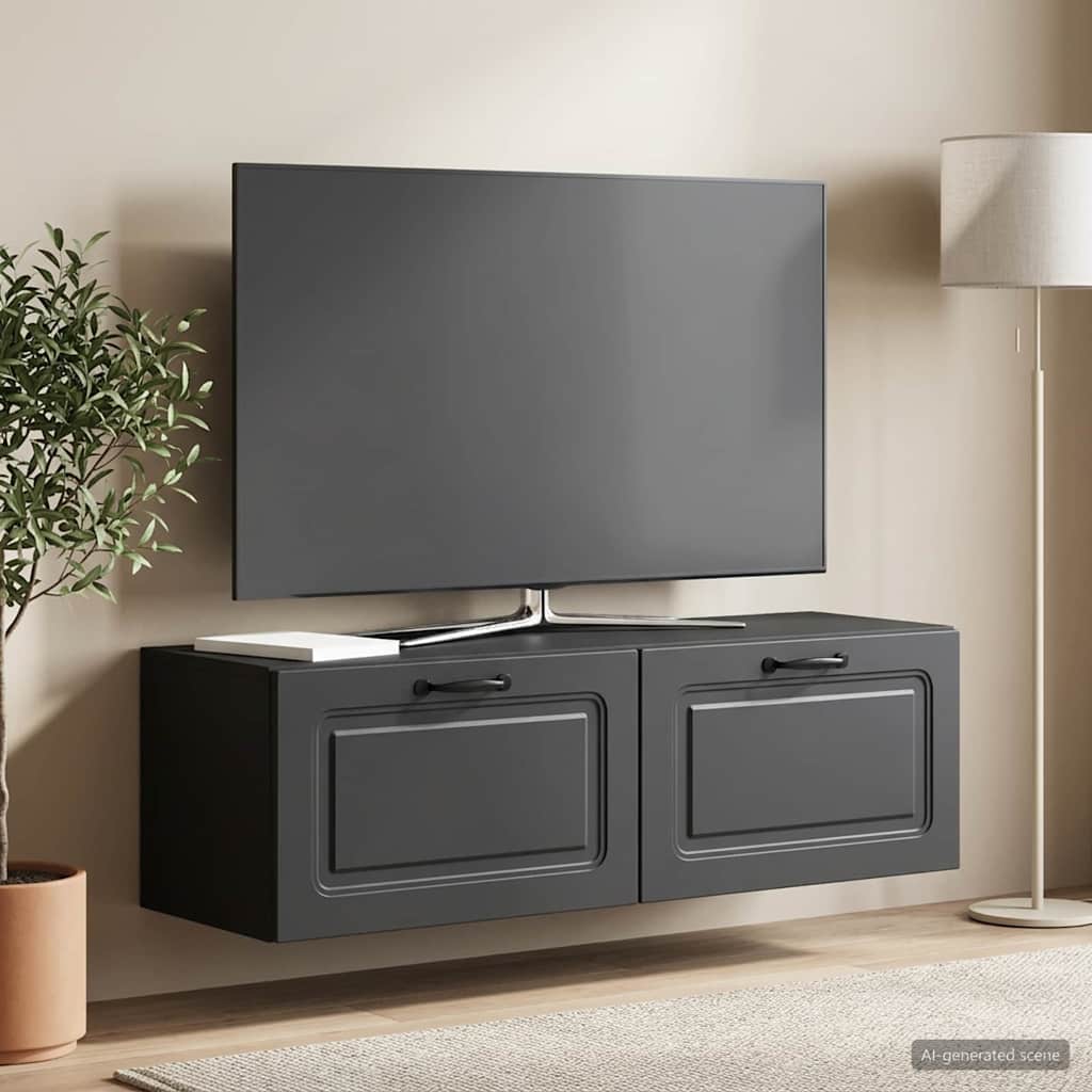 Gabinete de TV de parede preto 98 x 31 x 30 cm