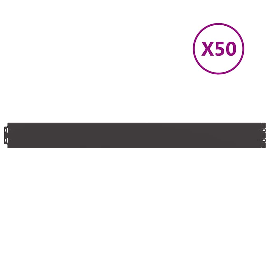 Orlas de relvado 50 pcs preto 10x103 cm aço laminado a frio