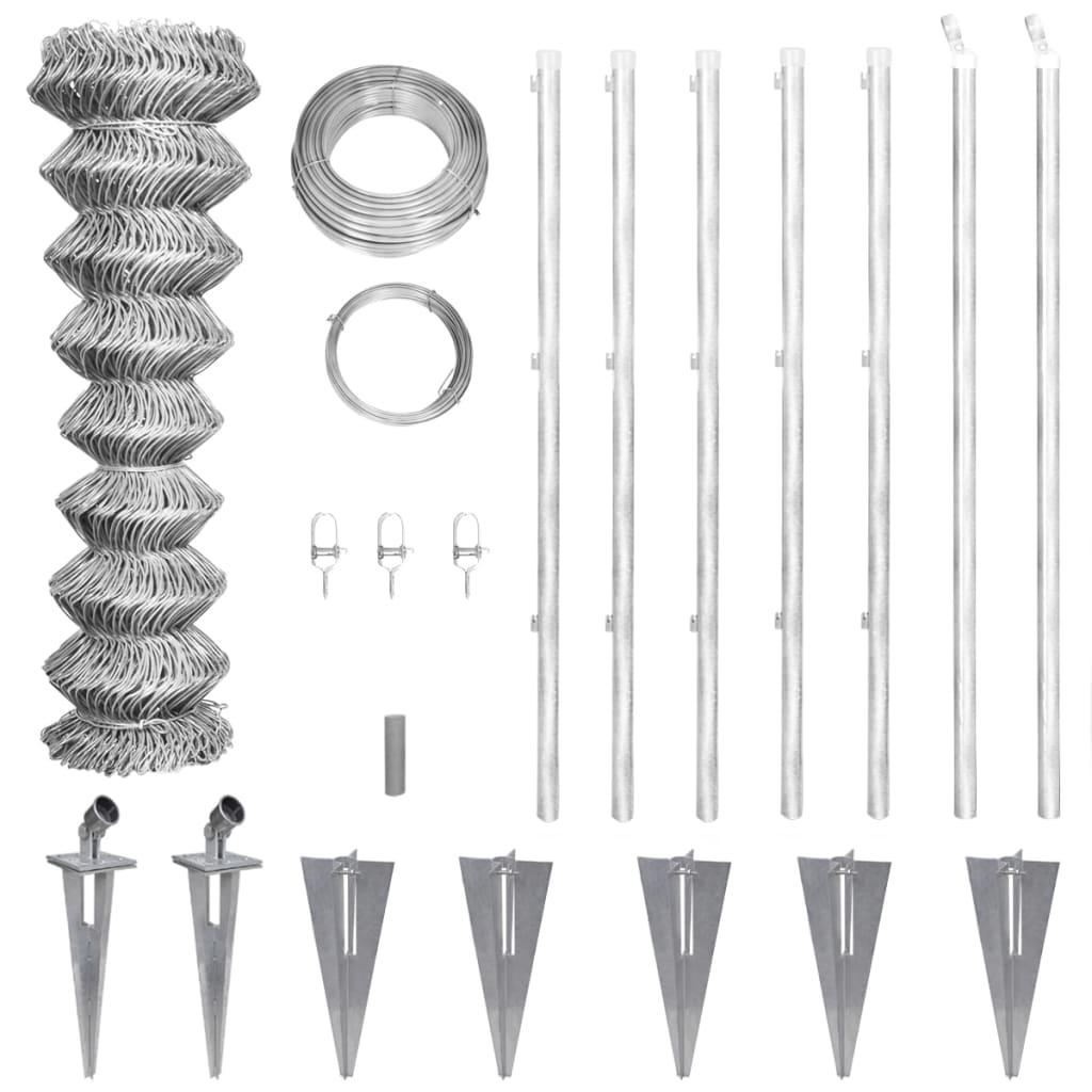 Cerca de arame com postes/espetos 15x1 m aço galvanizado