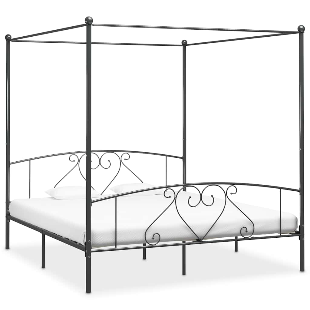 Estrutura de cama com dossel metal 200x200 cm cinzento