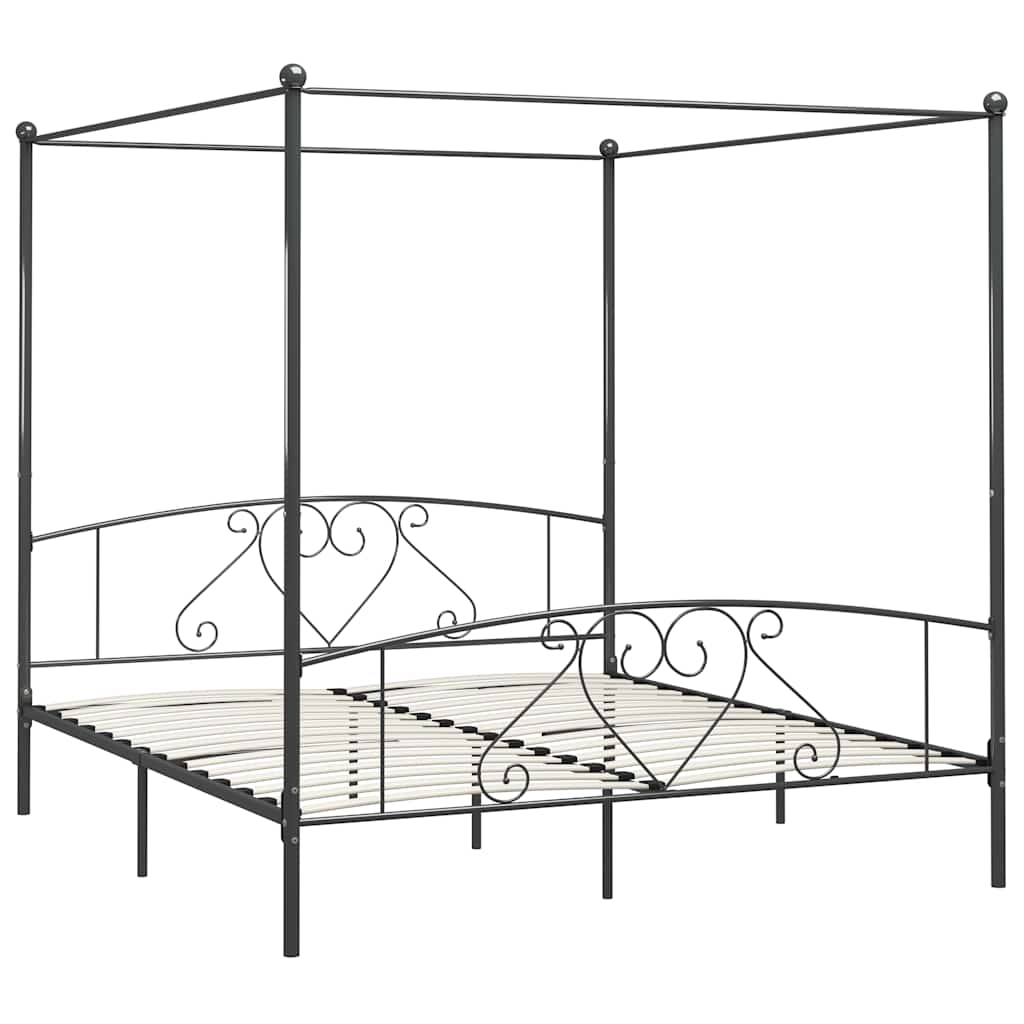 Estrutura de cama com dossel metal 200x200 cm cinzento