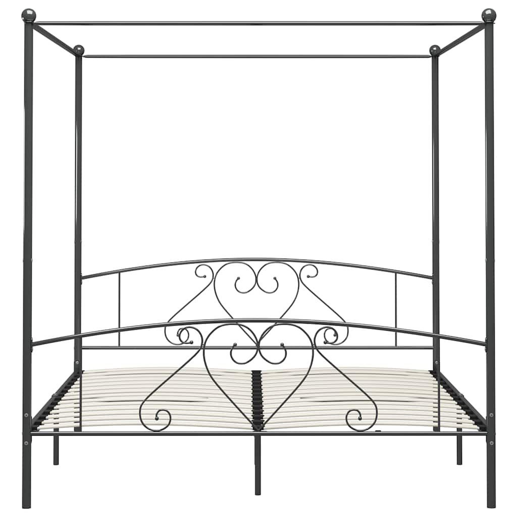 Estrutura de cama com dossel metal 200x200 cm cinzento