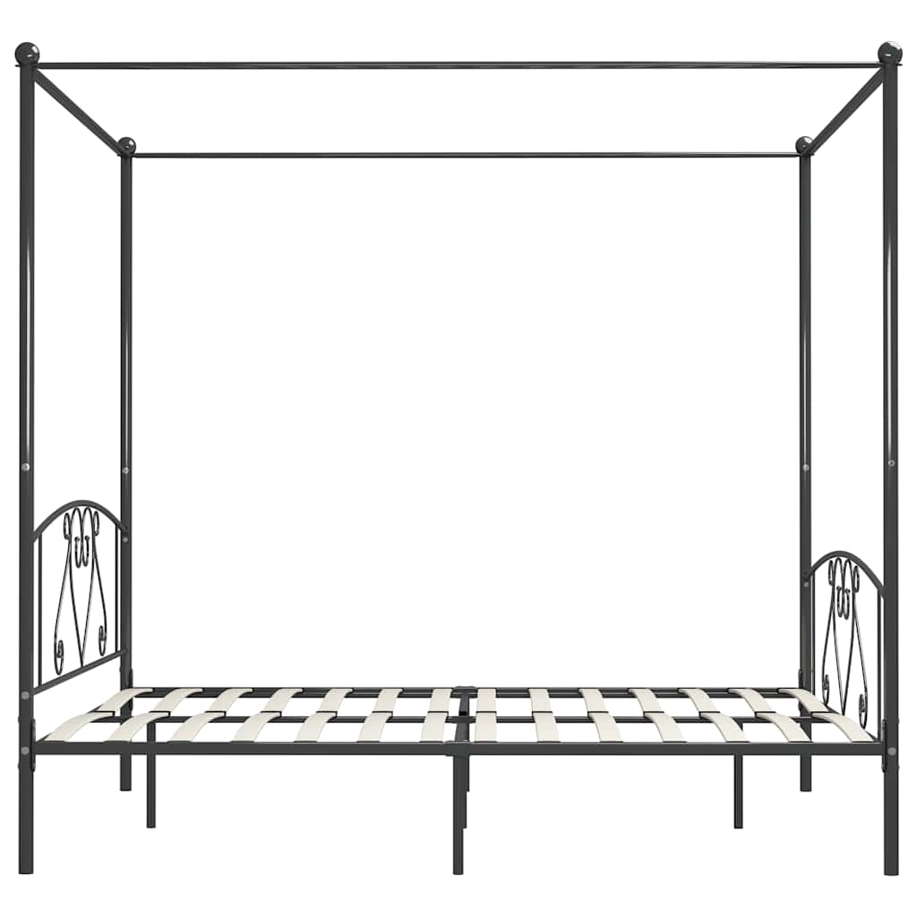 Estrutura de cama com dossel metal 200x200 cm cinzento