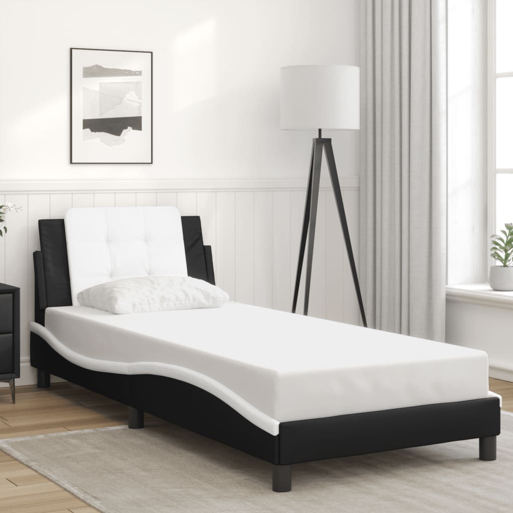 Estrutura de cama com LED sem colchão zadar 90x200 cm preto/branco
