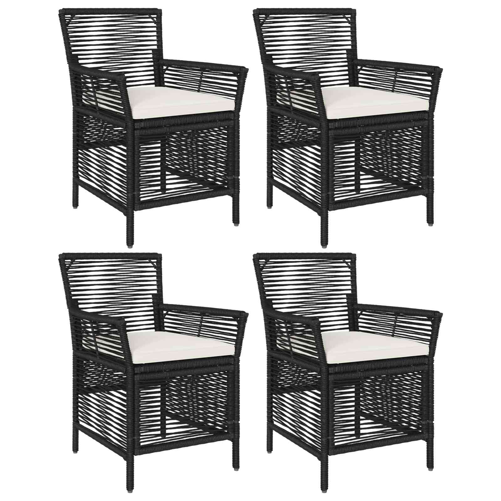 Cadeira para exterior 4 unid. preto e creme vime PE