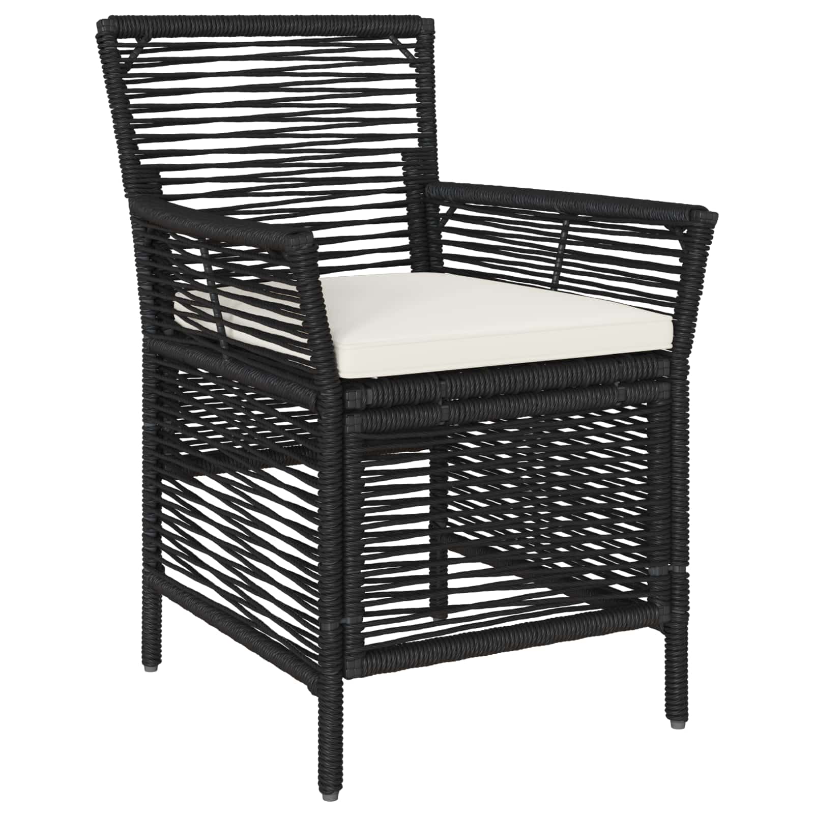 Cadeira para exterior 4 unid. preto e creme vime PE