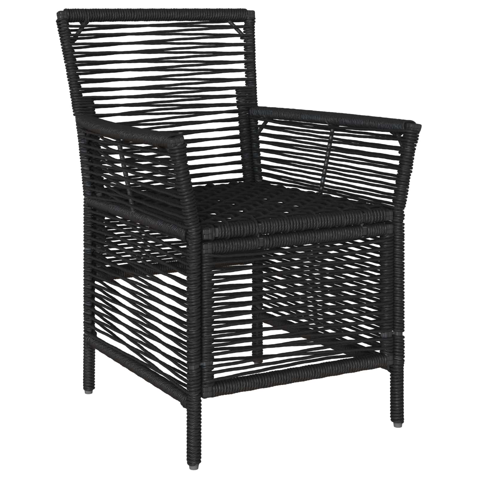 Cadeira para exterior 4 unid. preto e creme vime PE