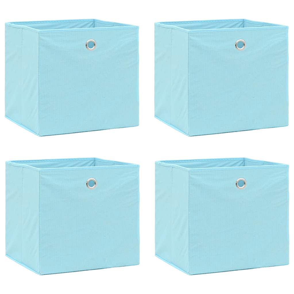 Caixas arrumação 4 pcs 28x28x28 cm tecido-não-tecido azul-bebé