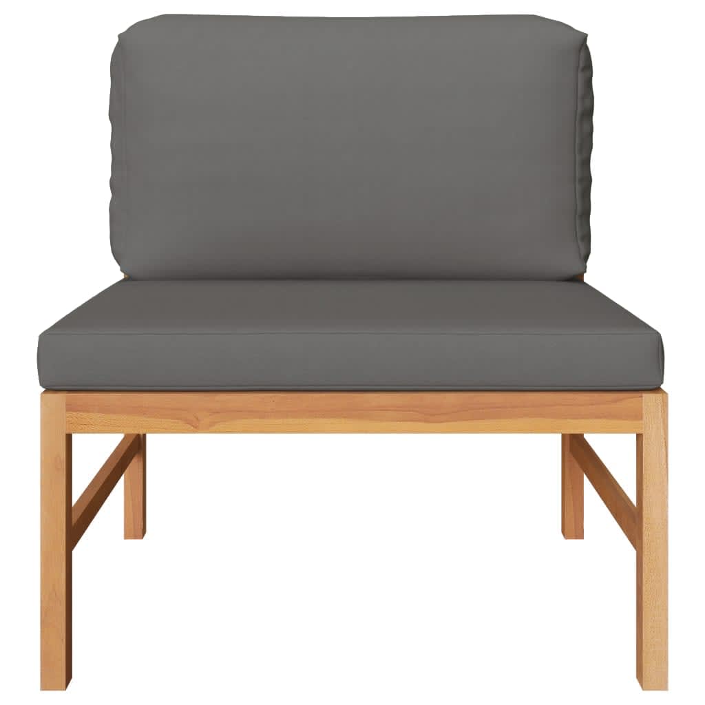 3 Pcs conj. lounge de jardim + almofadões cinzento-escuro teca