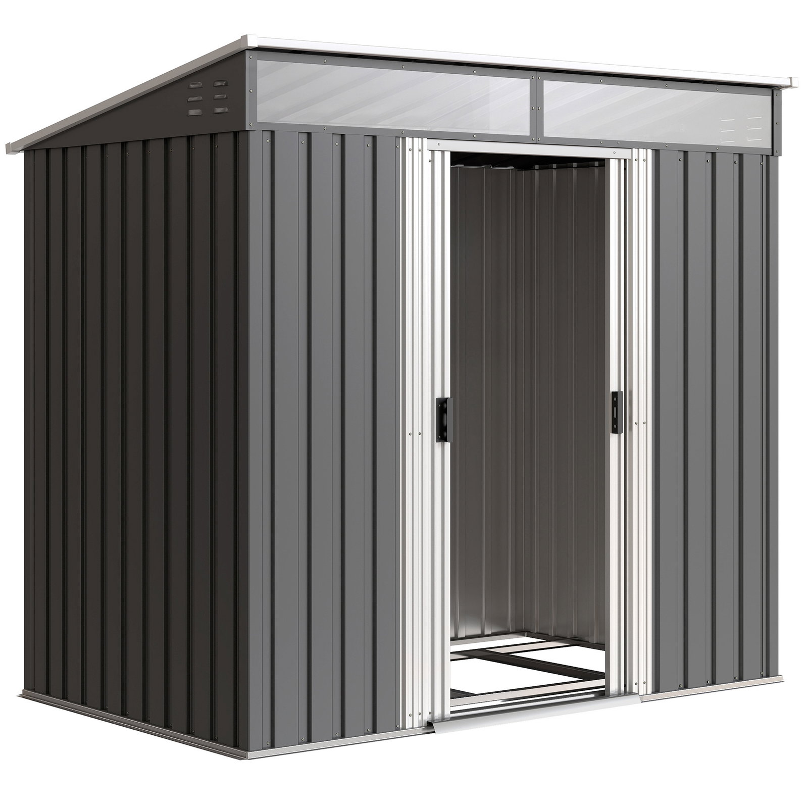 Abrigo de jardim 2 m² 195x122x181,5 cm abrigo de armazenamento metálico com porta de correr e 2 janelas cinza escuro