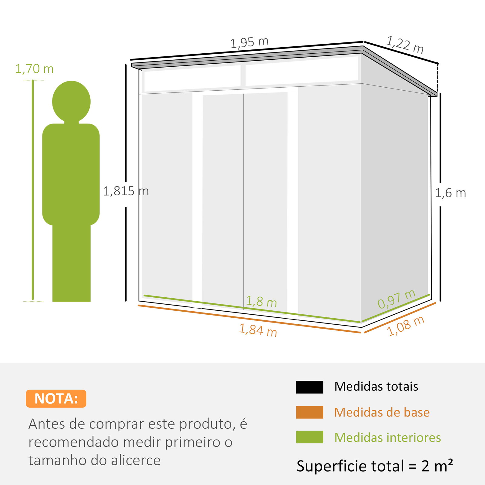 Abrigo de jardim 2 m² 195x122x181,5 cm abrigo de armazenamento metálico com porta de correr e 2 janelas cinza escuro