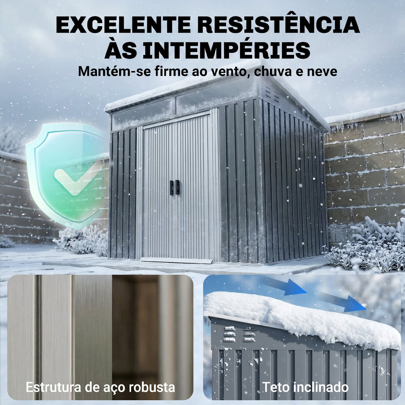 Abrigo de jardim 2 m² 195x122x181,5 cm abrigo de armazenamento metálico com porta de correr e 2 janelas cinza escuro