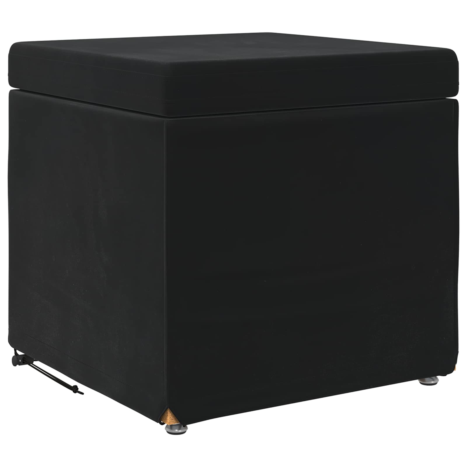 Banqueta preto 41 x 41 x 40 cm veludo e madeira de engenharia