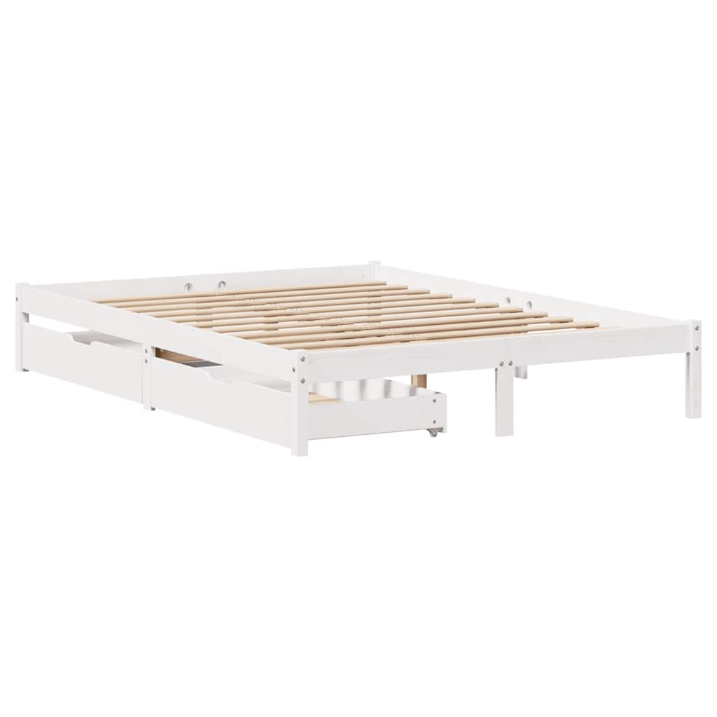 Cama sem colchão 120x200 cm madeira de pinho maciça branco