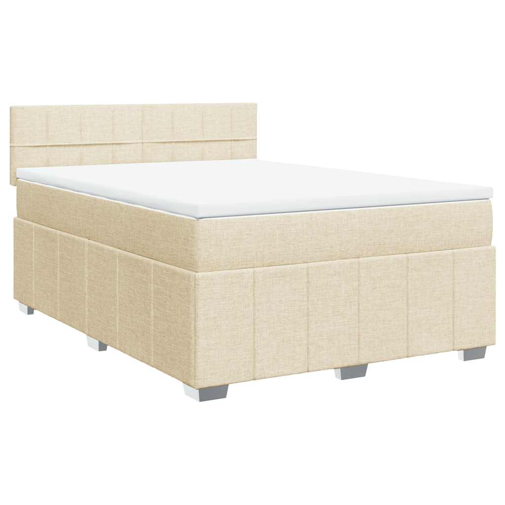 Cama com molas/colchão 140x190 cm tecido cor creme