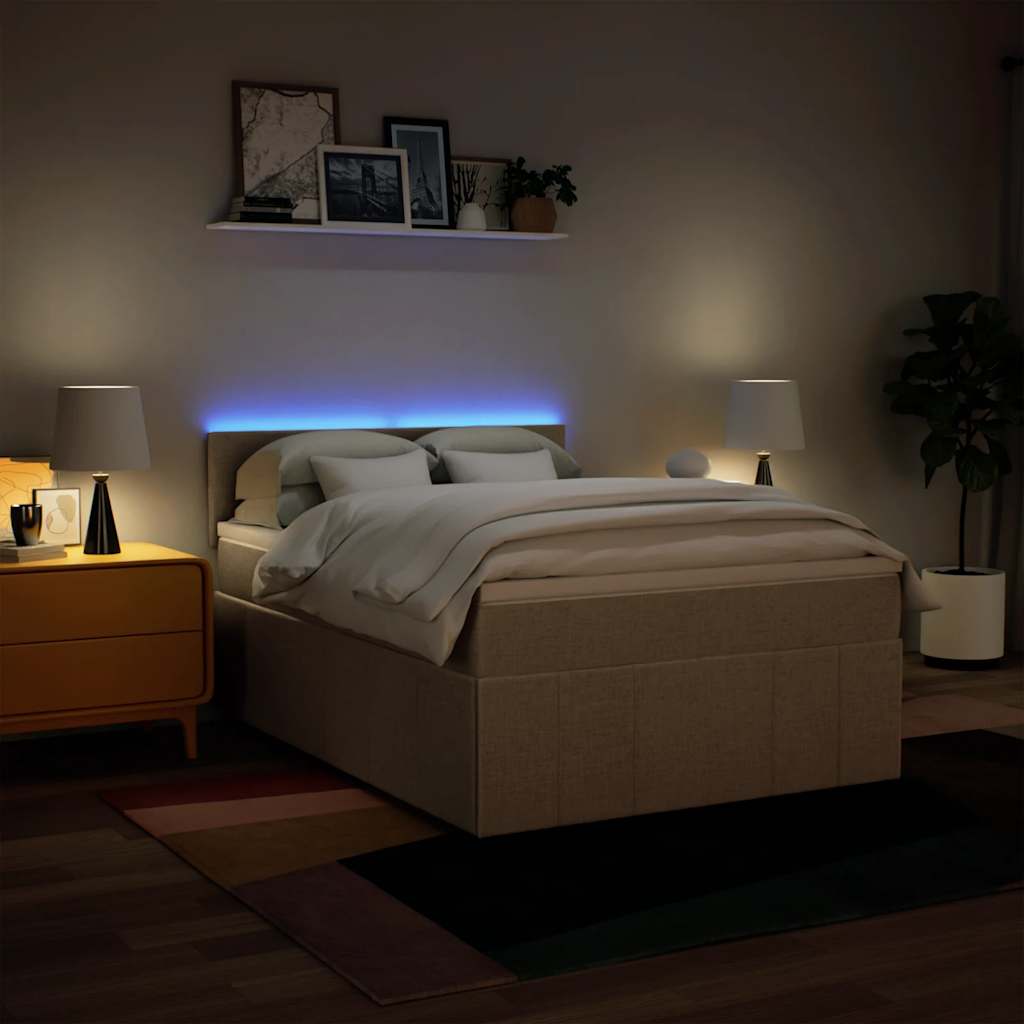 Cama com molas/colchão 140x190 cm tecido cor creme
