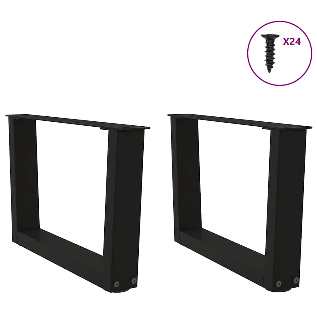 Pés para mesa de centro em v, 2 peças, preto, 60x(30-31,3) cm, aço