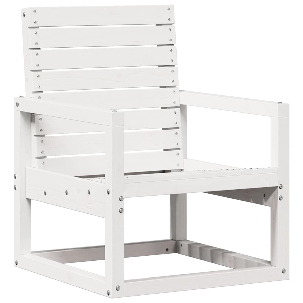 3 Pcs conjunto lounge de jardim madeira de pinho maciça branco