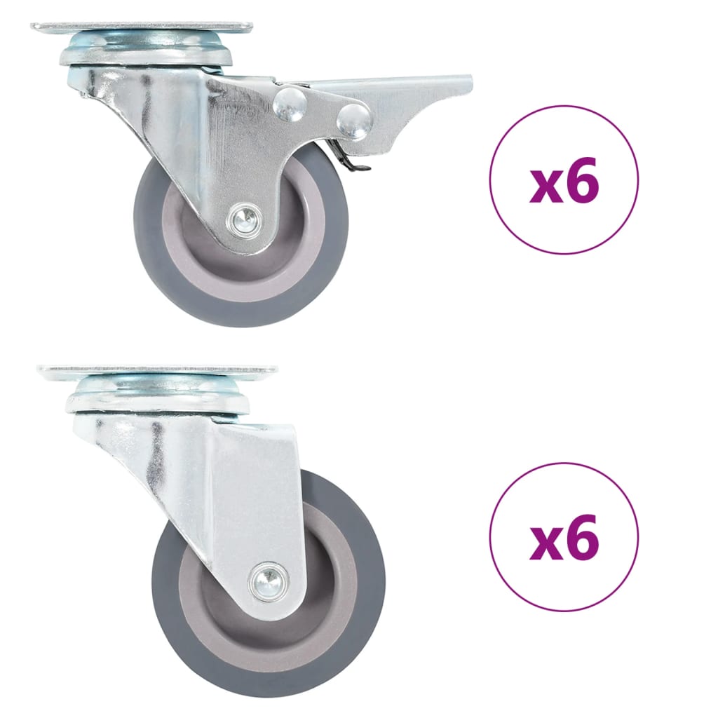 12 Pcs rodas giratórias 50 mm