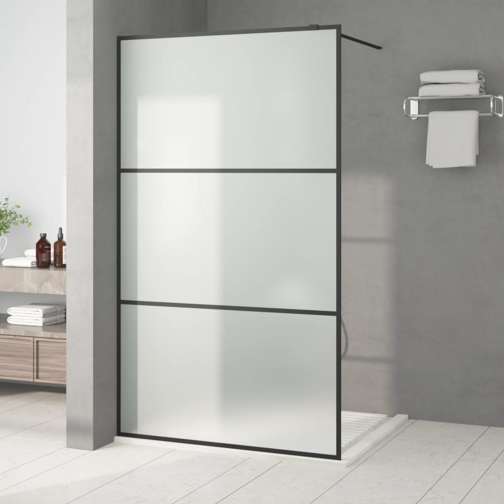 Divisória de chuveiro 115x195 cm vidro opaco esg preto