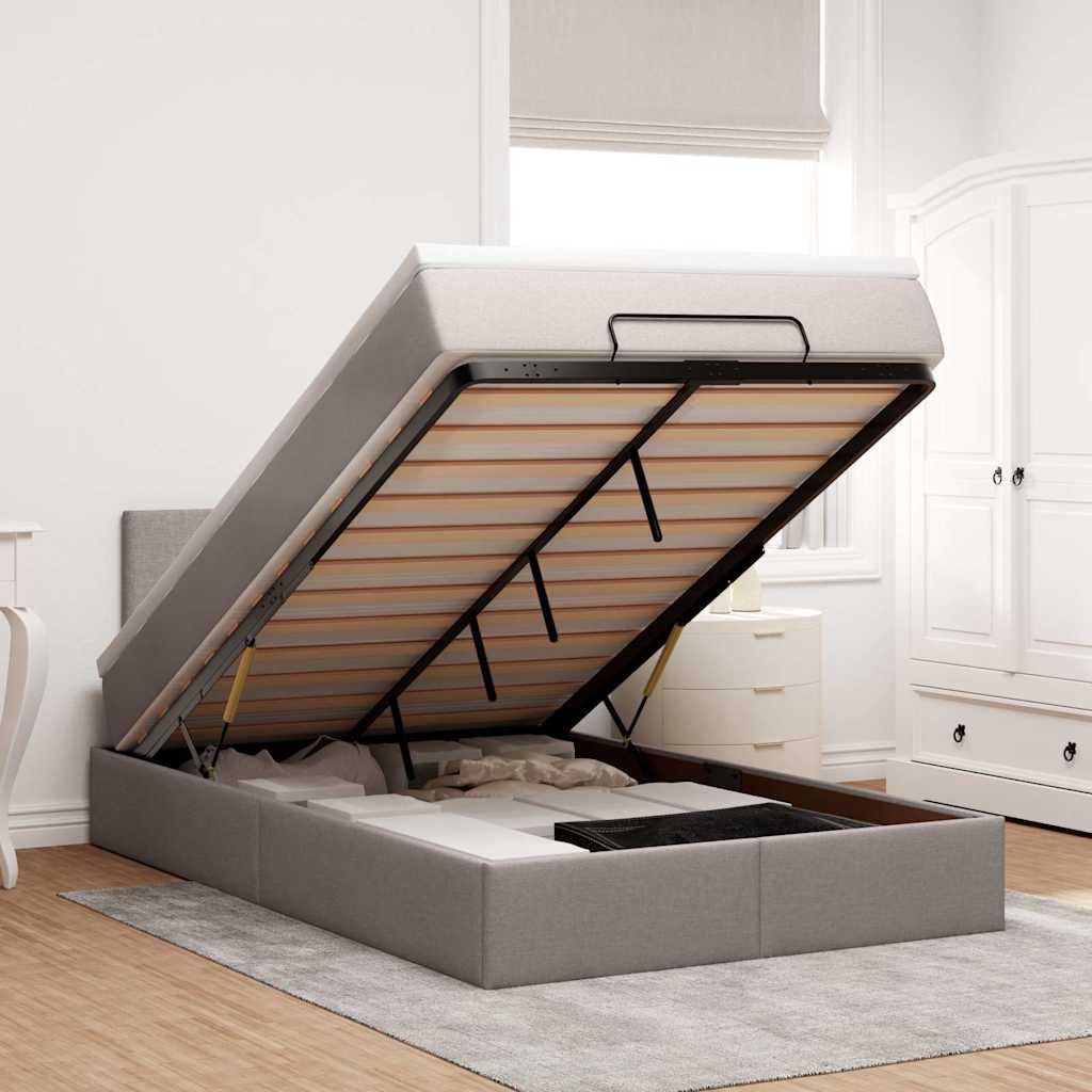 Moldura de cama otomana com tecido cinza 120x200cm