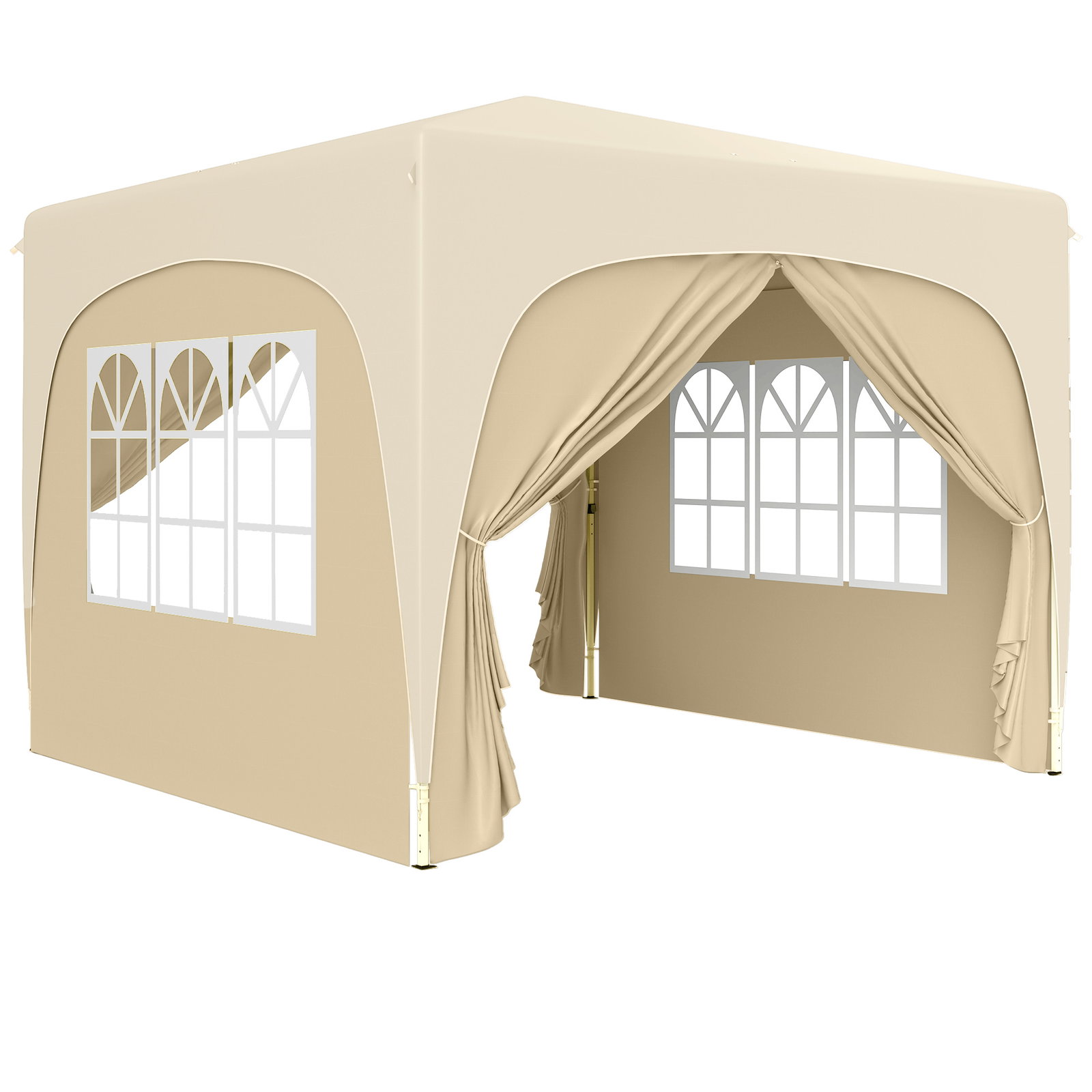 Tenda dobrável 3x3 m com painéis laterais upf50+ tenda de jardim com altura ajustável e bolsa de transporte areia