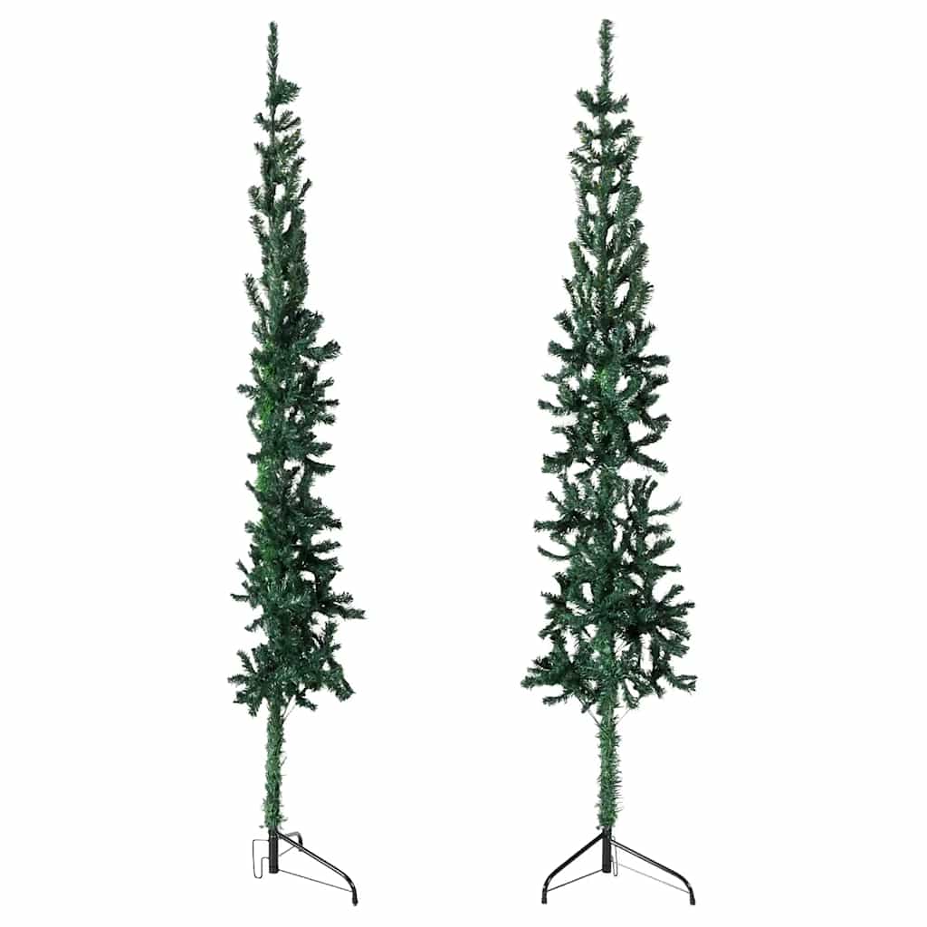 Meia árvore de natal fina com suporte 180 cm verde