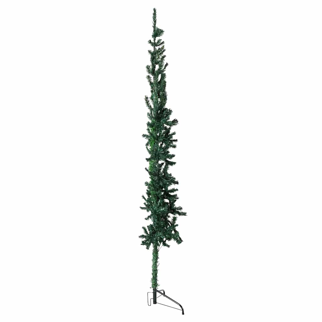 Meia árvore de natal fina com suporte 180 cm verde