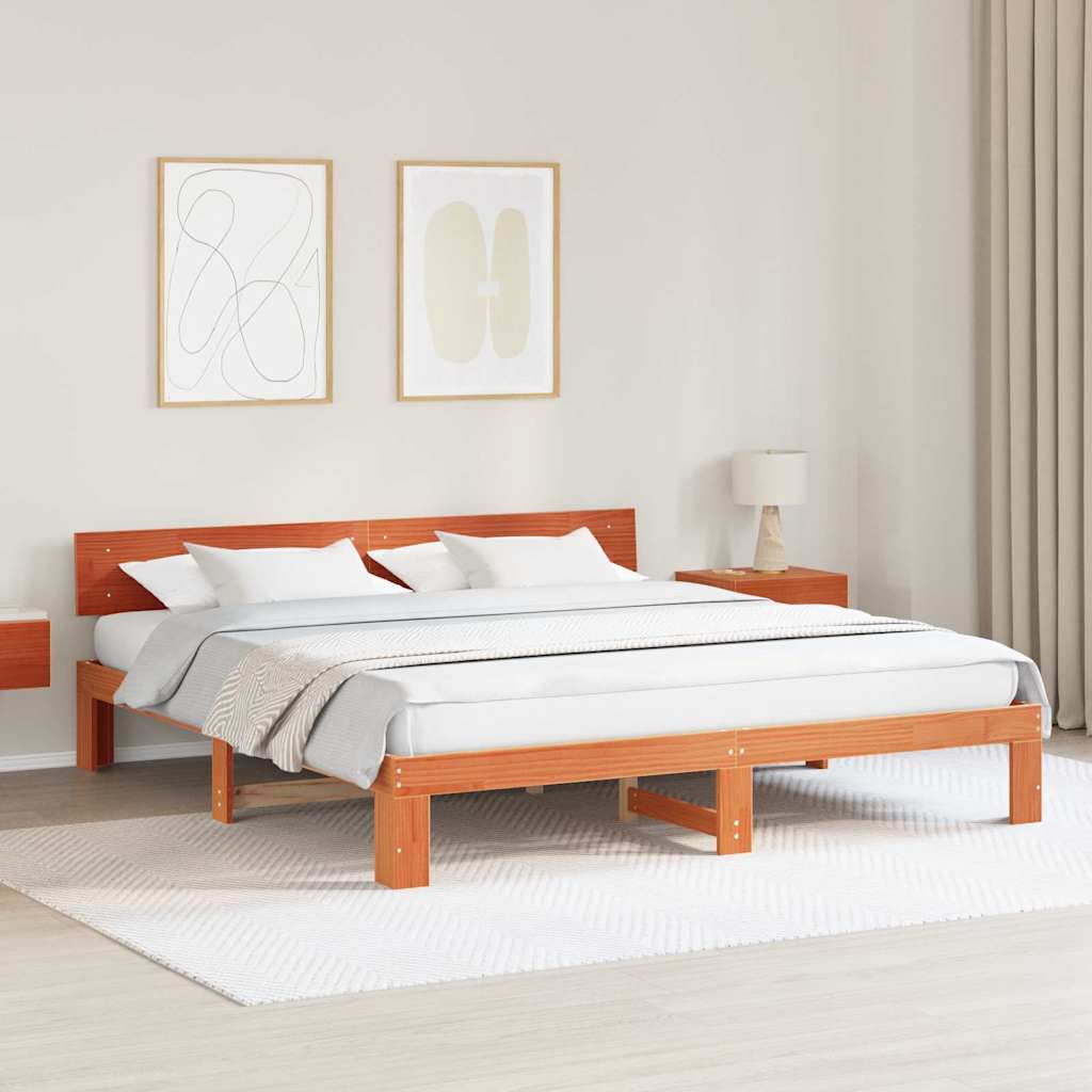 Estrutura da cama com cabeceira marrom cera 180 x 200 cm