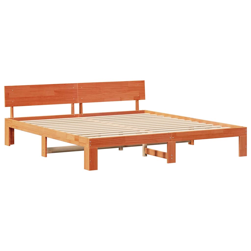 Estrutura da cama com cabeceira marrom cera 180 x 200 cm