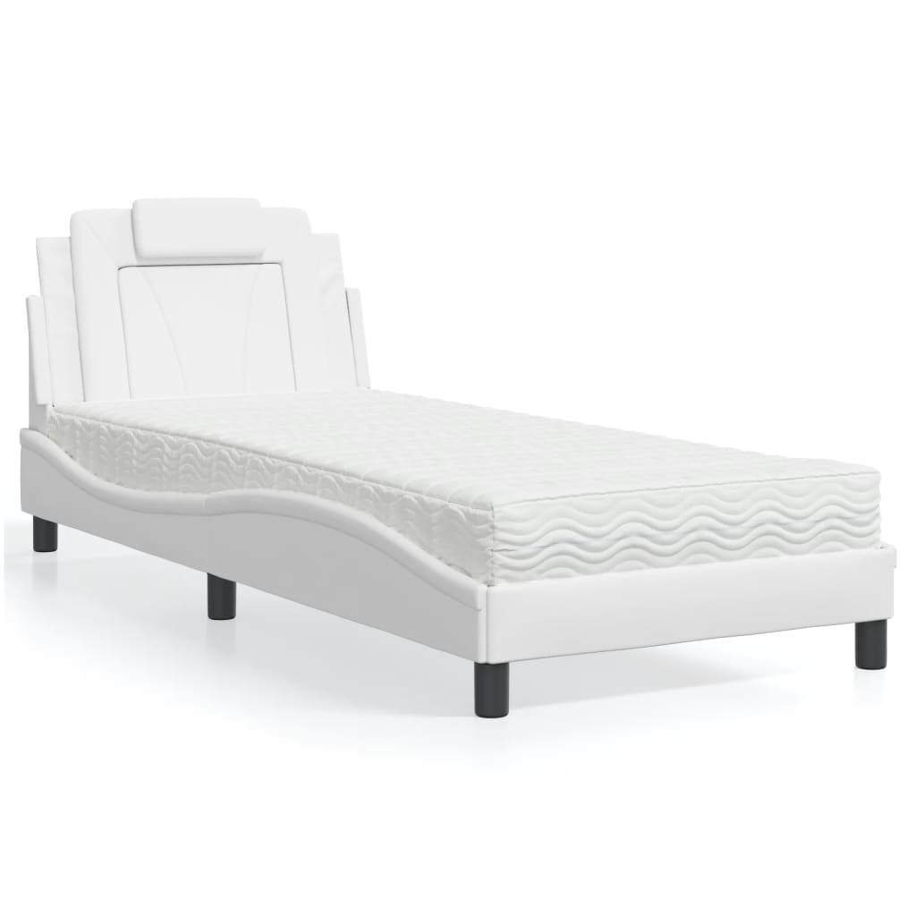 Cama viana com colchão 80x200 cm couro artificial branco