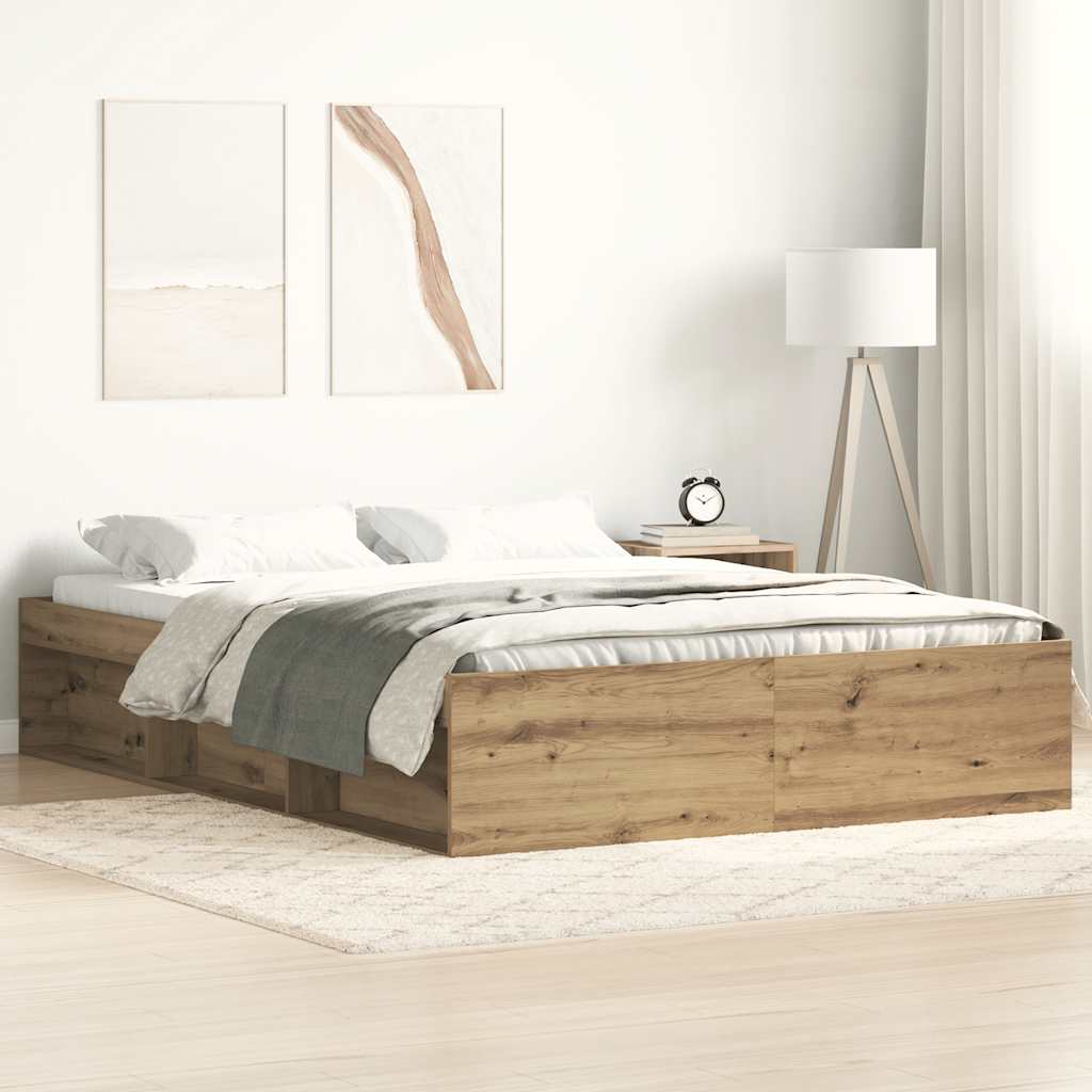 Estrutura de cama sem colchão 120x200 cm carvalho artesanal